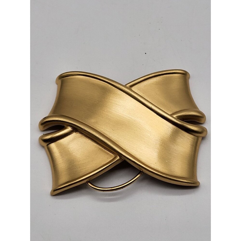 Monet Large X Statement Brushed Gold Tone Scarf Clip Vintage Classic - Picture 1 of 7